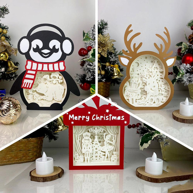 Pack 3 Christmas Mix 32 - Paper Cut Mix Light Box File - Cricut File - LightBoxGoodMan - LightboxGoodman