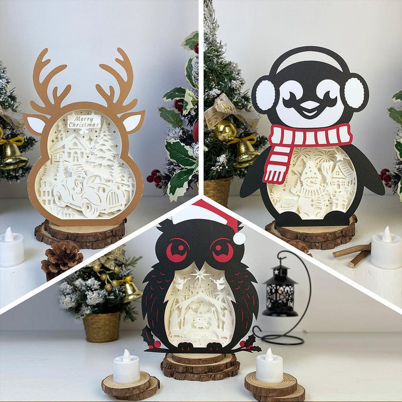 Pack 3 Christmas Mix 7 - Paper Cut Mix Light Box File - Cricut File - LightBoxGoodMan - LightboxGoodman