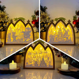 Pack 3 Christmas - Paper Cut Nativity House Light Box File - Cricut File - 7x8 Inches - LightBoxGoodMan