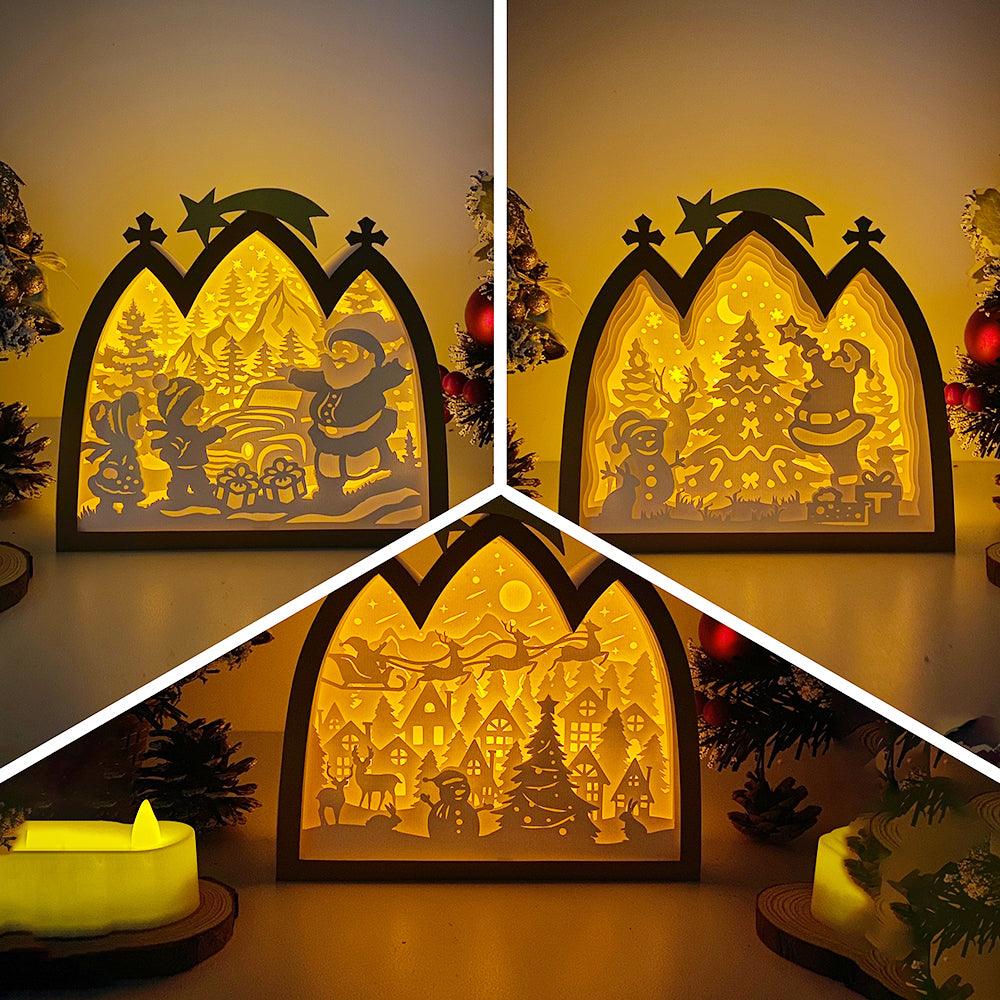 Pack 3 Christmas - Paper Cut Nativity House Light Box File - Cricut File - 7x8 Inches - LightBoxGoodMan - LightboxGoodman