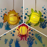 Pack 3 Different Aquatic Creatures 10 - 3D Animal-shaped Lantern File - Cricut File - LightBoxGoodMan