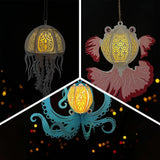 Pack 3 Different Aquatic Creatures 2  - 3D Animal-shaped Lantern File - Cricut File - LightBoxGoodMan