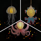 Pack 3 Different Aquatic Creatures 3  - 3D Animal-shaped Lantern File - Cricut File - LightBoxGoodMan