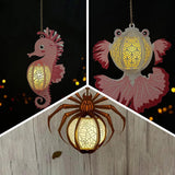 Pack 3 Different Aquatic Creatures 5 - 3D Animal-shaped Lantern File - Cricut File - LightBoxGoodMan - LightboxGoodman