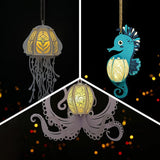 Pack 3 Different Aquatic Creatures 7 - 3D Animal-shaped Lantern File - Cricut File - LightBoxGoodMan - LightboxGoodman