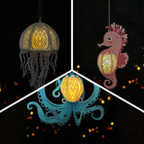 Pack 3 Different Aquatic Creatures 8  - 3D Animal-shaped Lantern File - Cricut File - LightBoxGoodMan
