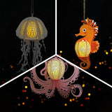 Pack 3 Different Aquatic Creatures 9  - 3D Animal-shaped Lantern File - Cricut File - LightBoxGoodMan