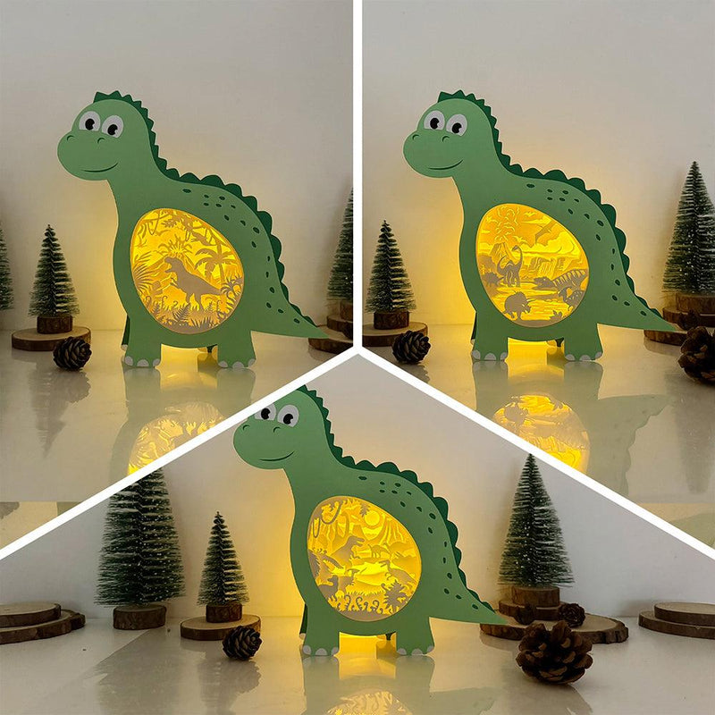Pack 3 Dinosaurs Landscape - Dinosaur Papercut Lightbox File - 7.7x8" - Cricut File - LightBoxGoodMan - LightboxGoodman