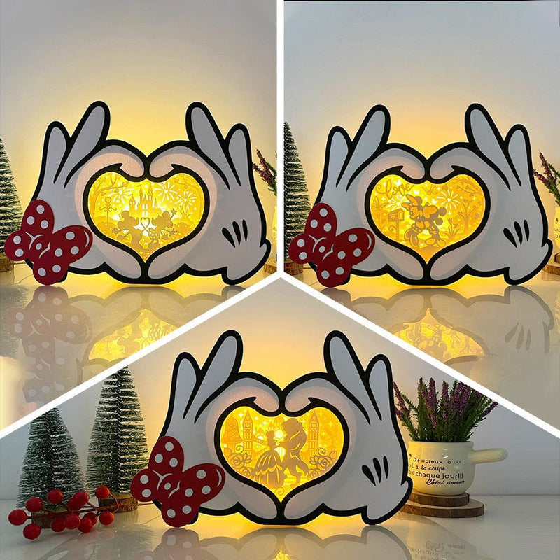 Pack 3 Disney Love - Paper Cut Mouse Hands Light Box File - Cricut File - 5,9x6.7 Inches - LightBoxGoodMan - LightboxGoodman