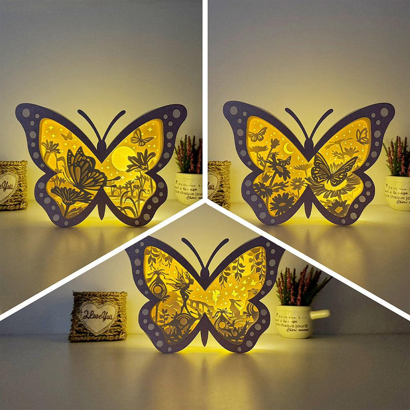 Pack 3 Fairy Night - Butterfly Papercut Lightbox File - 6.6x9.2" - Cricut File - LightBoxGoodMan - LightboxGoodman