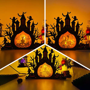 Pack 3 Halloween 1 - Paper Cut Haunted Castle Light Box File - Cricut File - 19.7x24.7 cm - LightBoxGoodMan - LightboxGoodman