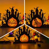 Pack 3 Halloween 2 - Paper Cut Haunted Castle Light Box File - Cricut File - 19.7x24.7 cm - LightBoxGoodMan
