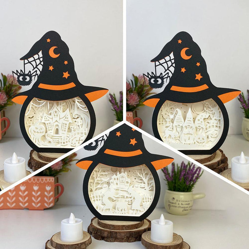 Pack 3 Halloween 2 - Paper Cut Witch Hat Light Box File - Cricut File - 18x23 cm - LightBoxGoodMan - LightboxGoodman