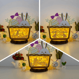Pack 3 Happy Easter - Bunny Easter Basket Papercut Lightbox File - Cricut File - 8x7.3 Inches - LightBoxGoodMan