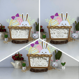 Pack 3 Happy Easter - Bunny Easter Basket Papercut Lightbox File - Cricut File - 8x7.3 Inches - LightBoxGoodMan - LightboxGoodman