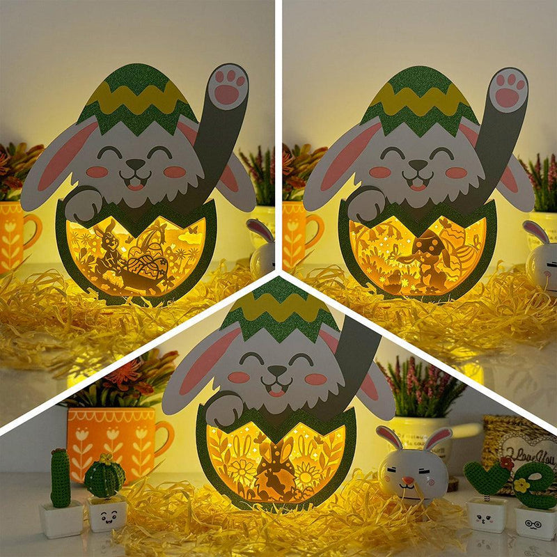 Pack 3 Happy Easter - Bunny Easter Egg Papercut Lightbox File - Cricut File - 8x7 Inches - LightBoxGoodMan - LightboxGoodman