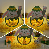 Pack 3 Happy Easter - Bunny Easter Egg Papercut Lightbox File - Cricut File - 8x7 Inches - LightBoxGoodMan