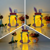 Pack 3 Happy Easter - Bunny Mason Jar Papercut Lightbox File - Cricut File - 8,3x6,7 Inches - LightBoxGoodMan - LightboxGoodman