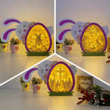 Pack 3 Happy Easter - Rabbit Easter Egg Papercut Lightbox File - Cricut File - 9.8x7 Inches - LightBoxGoodMan