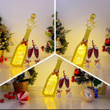 Pack 3 Happy New Year 1 - Paper Cut Champagne Light Box File - Cricut File - 10,3x5,7 Inches - LightBoxGoodMan - LightboxGoodman
