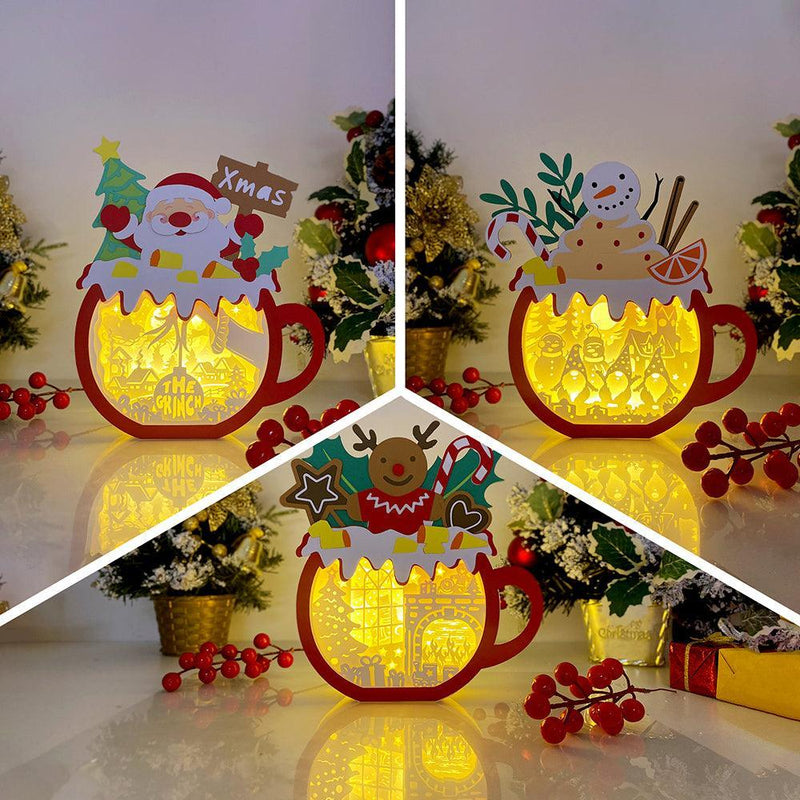 Pack 3 Hot Christmas 1 - Paper Cut Cocoa Light Box File - Mixed Motif - Cricut File - LightBoxGoodMan - LightboxGoodman