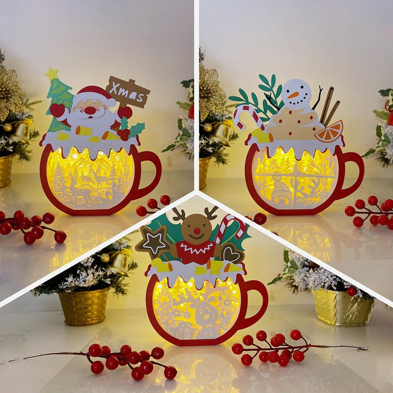 Pack 3 Hot Christmas 4 - Paper Cut Cocoa Light Box File - Mixed Motif - Cricut File - LightBoxGoodMan - LightboxGoodman