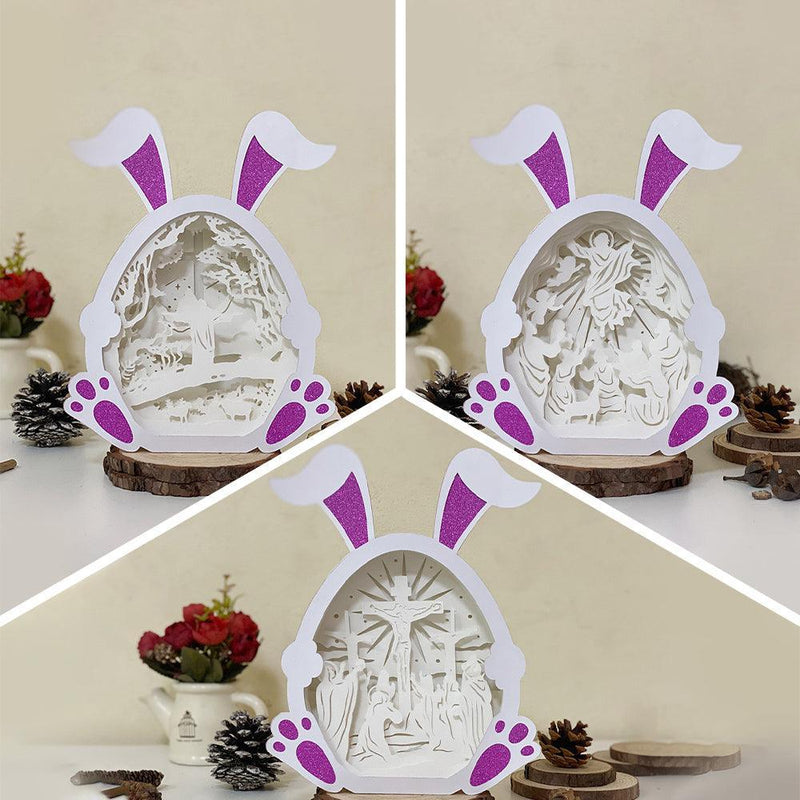 Pack 3 Jesus Christ - Paper Cut Bunny Light Box File - Cricut File - 9,7x7,5 Inches - LightBoxGoodMan - LightboxGoodman
