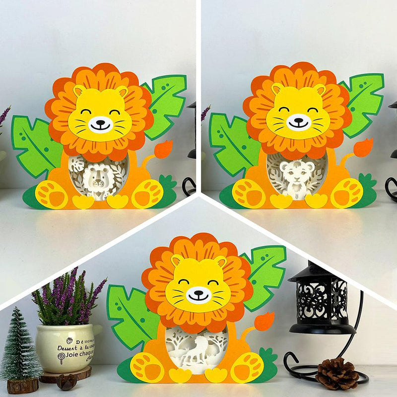 Pack 3 Lion - Lion Papercut Lightbox File - 7.4x8.8" - Cricut File - LightBoxGoodMan - LightboxGoodman