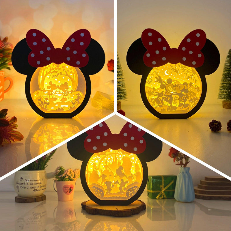 Pack 3 Love In Disneyland - Paper Cut Minnie Mouse Light Box File - Cricut File - 7x7,3 Inches - LightBoxGoodMan - LightboxGoodman