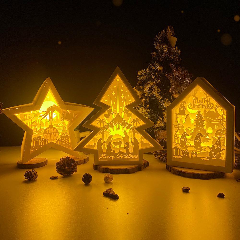 Pack 3 Merry Christmas 3 - Paper Cut Light Box File - Cricut File - LightBoxGoodMan - LightboxGoodman