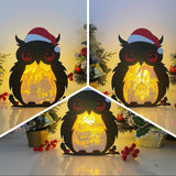 Pack 3 Merry Christmas 3 - Paper Cut Owl Light Box File - Cricut File - 25x20 cm - LightBoxGoodMan