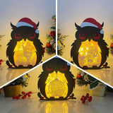 Pack 3 Merry Christmas 4 - Paper Cut Owl Light Box File - Cricut File - 25x20 cm - LightBoxGoodMan