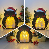 Pack 3 Merry Christmas 5 - Paper Cut Owl Light Box File - Cricut File - 25x20 cm - LightBoxGoodMan