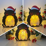 Pack 3 Merry Christmas 6 - Paper Cut Owl Light Box File - Cricut File - 25x20 cm - LightBoxGoodMan - LightboxGoodman