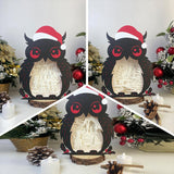 Pack 3 Merry Christmas 6 - Paper Cut Owl Light Box File - Cricut File - 25x20 cm - LightBoxGoodMan - LightboxGoodman