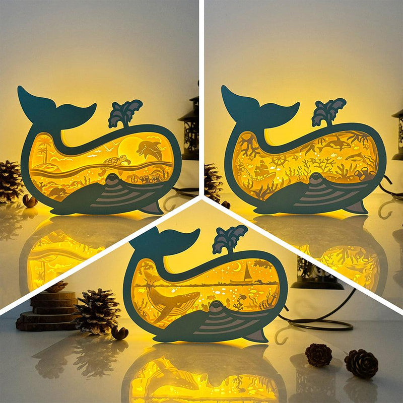 Pack 3 Underwater Landscape - Whale Papercut Lightbox File - 8x6.25" - Cricut File - LightBoxGoodMan - LightboxGoodman