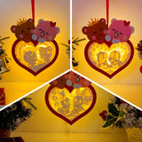 Pack 3 Valentine - 3D Bear Couple Heart Lantern File - Cricut File - LightBoxGoodMan