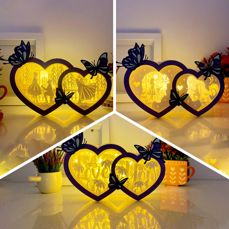 Pack 3 Valentine - Double Heart Papercut Lightbox File - 7x10,6" - Cricut File - LightBoxGoodMan - LightboxGoodman