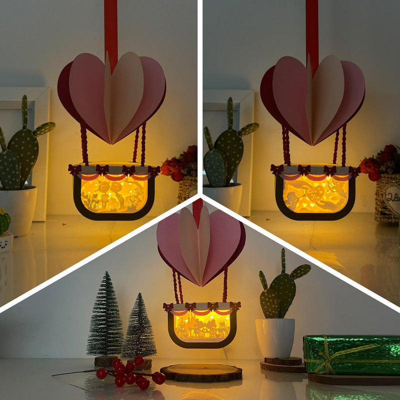 Pack 3 Valentine - Paper Cut Air Balloon Light Box File - Cricut File - 5,1x6.2 Inches - LightBoxGoodMan - LightboxGoodman