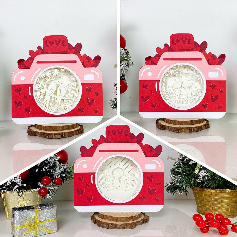 Pack 3 Valentine - Paper Cut Camera Light Box File - Cricut File - 7,9x7,9 Inches - LightBoxGoodMan - LightboxGoodman