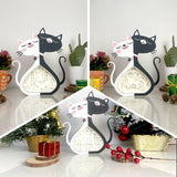 Pack 3 Valentine - Paper Cut Cat Couple Light Box File - Cricut File - 9,6x6,6 Inches - LightBoxGoodMan - LightboxGoodman