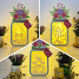 Pack 3 Valentine - Paper Cut Floral Mason Jar Light Box File - Cricut File - 11,1x5,5 Inches - LightBoxGoodMan - LightboxGoodman