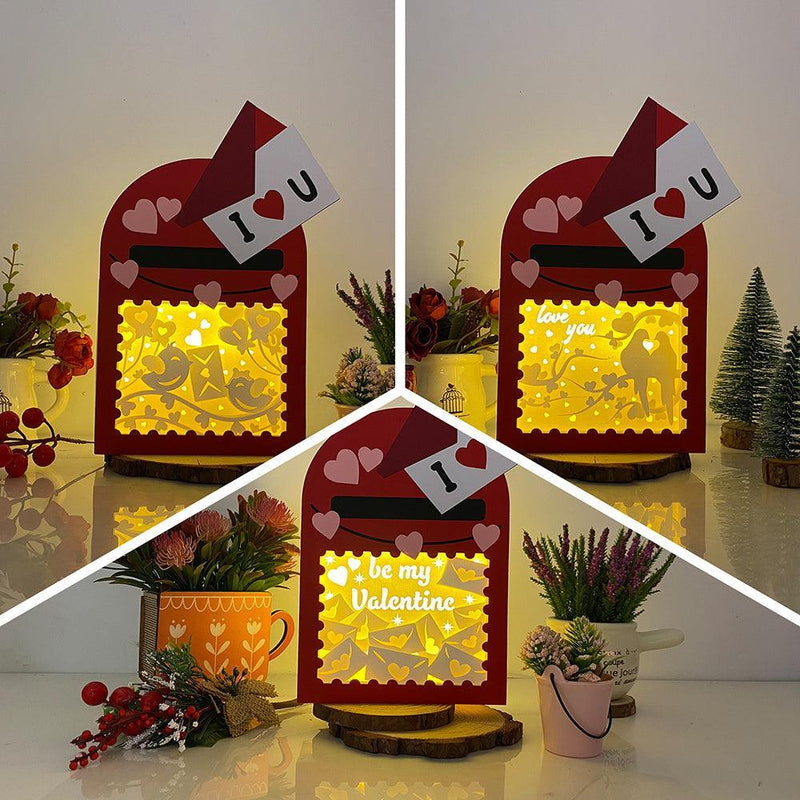 Pack 3 Valentine - Paper Cut Letter Light Box File - Cricut File - 9,4x6,4 Inches - LightBoxGoodMan - LightboxGoodman