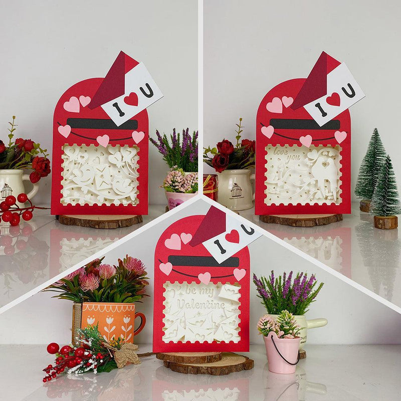 Pack 3 Valentine - Paper Cut Letter Light Box File - Cricut File - 9,4x6,4 Inches - LightBoxGoodMan - LightboxGoodman