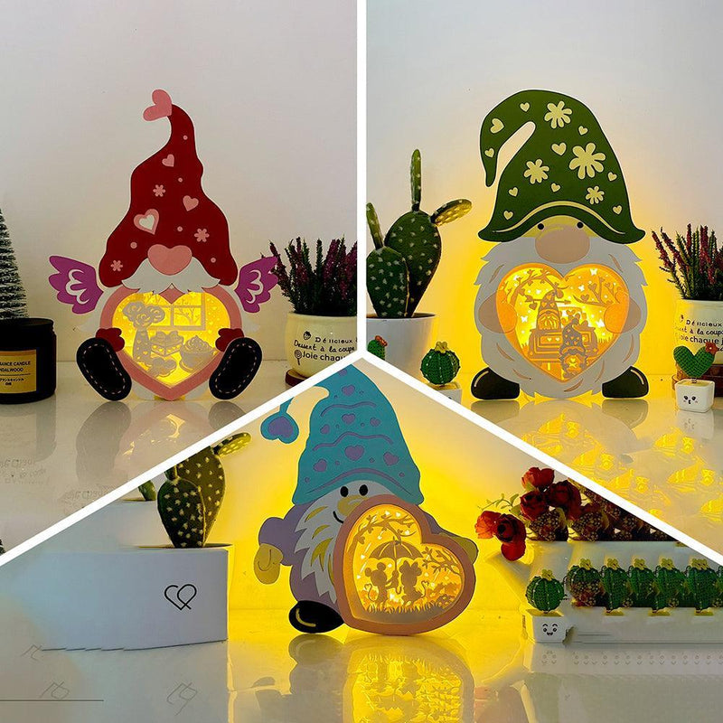 Pack 3 Valentine - Paper Cut Love Gnome Light Box File - Cricut File - LightBoxGoodMan - LightboxGoodman