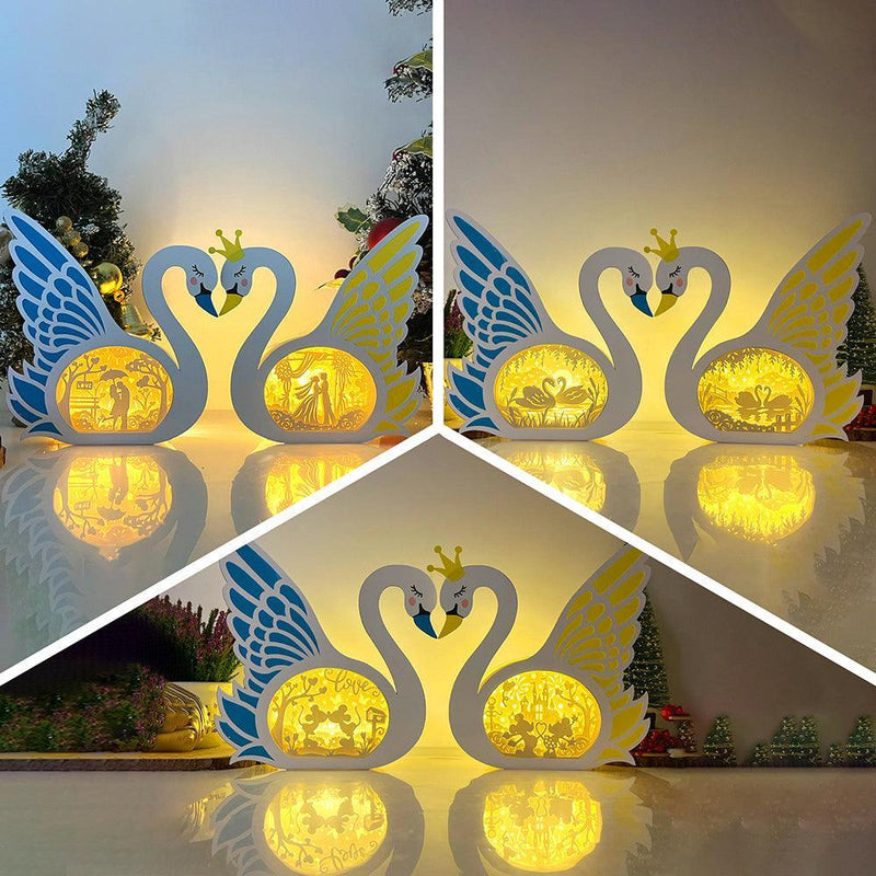Pack 3 Valentine - Paper Cut Swan Light Box File - Cricut File - 7x8 inches - LightBoxGoodMan - LightboxGoodman