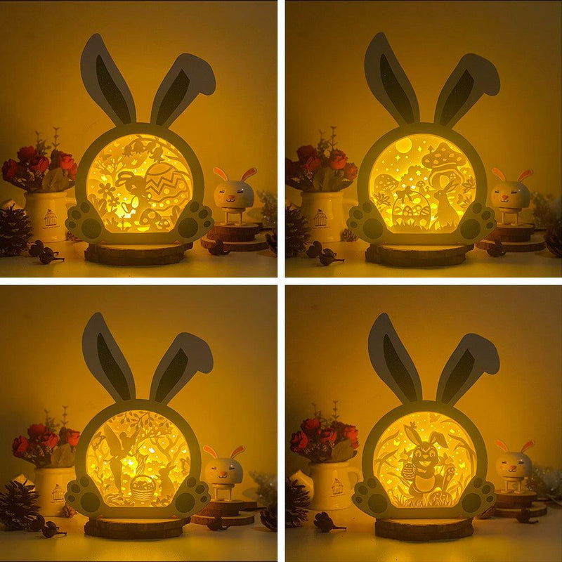 Pack 4 Easter 1 - Paper Cut Bunny Light Box File - Cricut File - 10,2x7,3 Inches - LightBoxGoodMan - LightboxGoodman