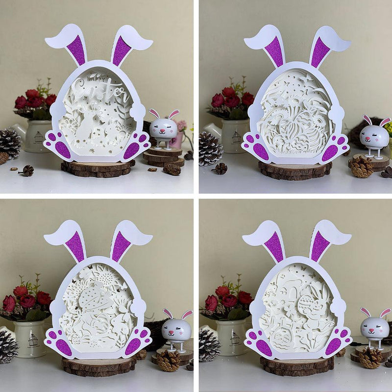 Pack 4 Easter 1 - Paper Cut Bunny Light Box File - Cricut File - 9,7x7,5 Inches - LightBoxGoodMan - LightboxGoodman