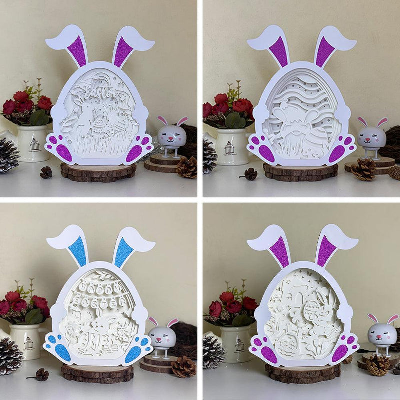 Pack 4 Easter 2 - Paper Cut Bunny Light Box File - Cricut File - 9,7x7,5 Inches - LightBoxGoodMan - LightboxGoodman