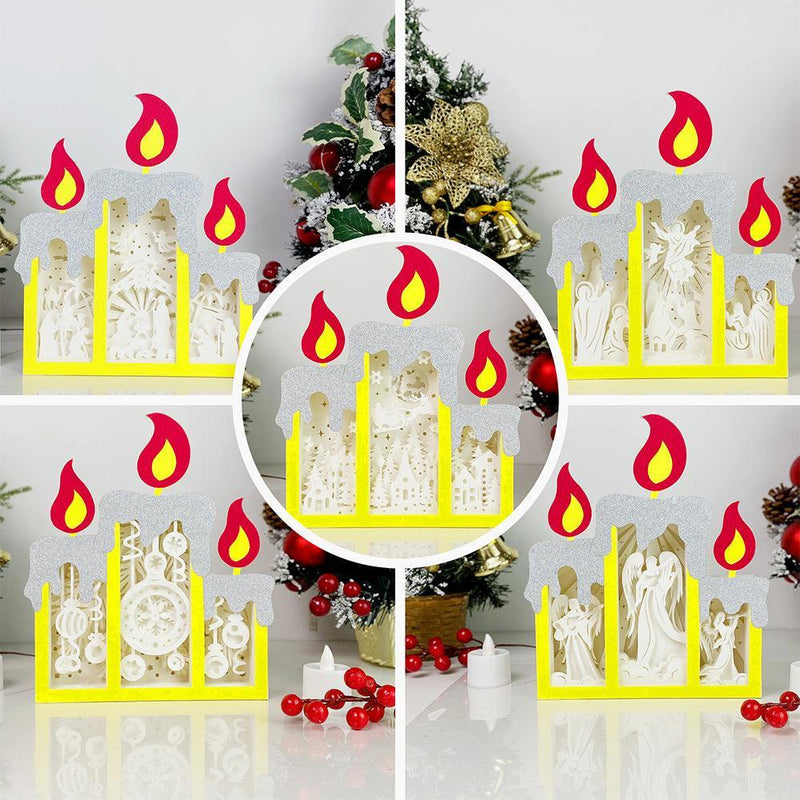 Pack 5 Christmas 1 - Paper Cut Candle Light Box File - Cricut File - 8,6x7 inches - LightBoxGoodMan - LightboxGoodman